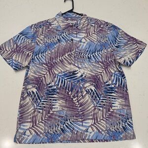 Tommy Bahama Purple and Blue Tropical Leaf Shirt
